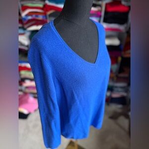 Charter Club Women's V-Neck Cashmere Sweater in Vibrant Blue, 1X